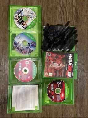 Xbox One Sports Game Disc Bundle - Green Cases (NBA 2K14/2K16/2K17 & More)
